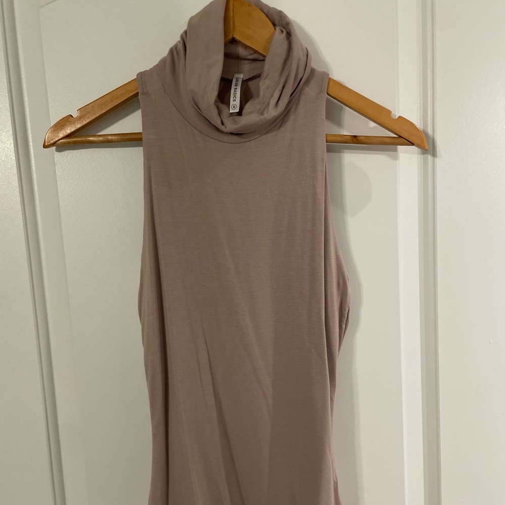 Lulu basics sleeveless turtle neck top in taupe
